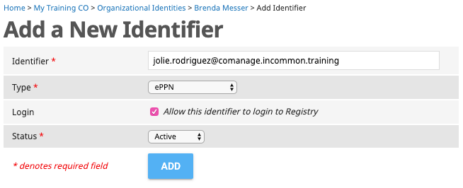 Screen shot - click Add Identifier