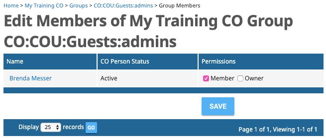 Screen shot - Manage Group Membership' highlighted