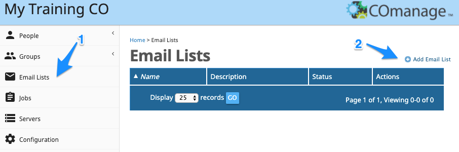 Screen shot - Add Email list