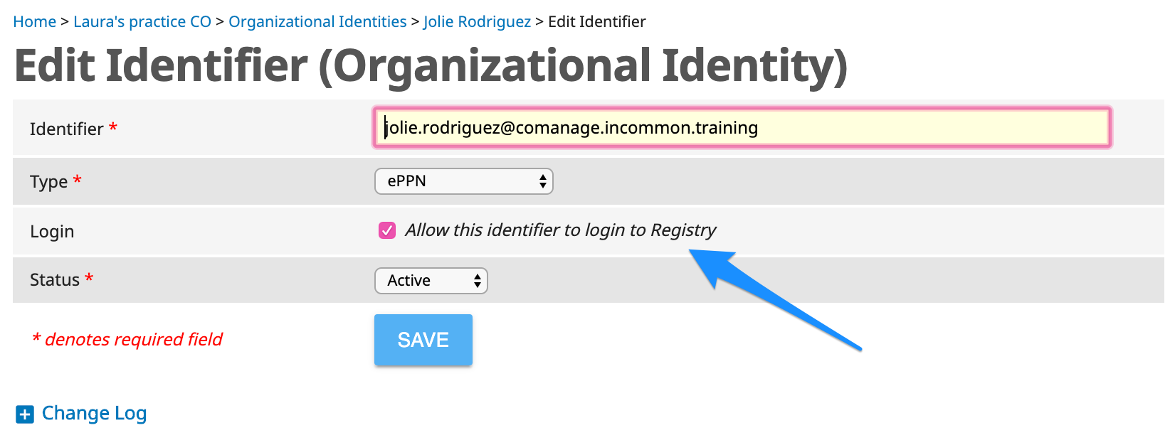 Screen Shot - Org Identity Identifier edit screen
